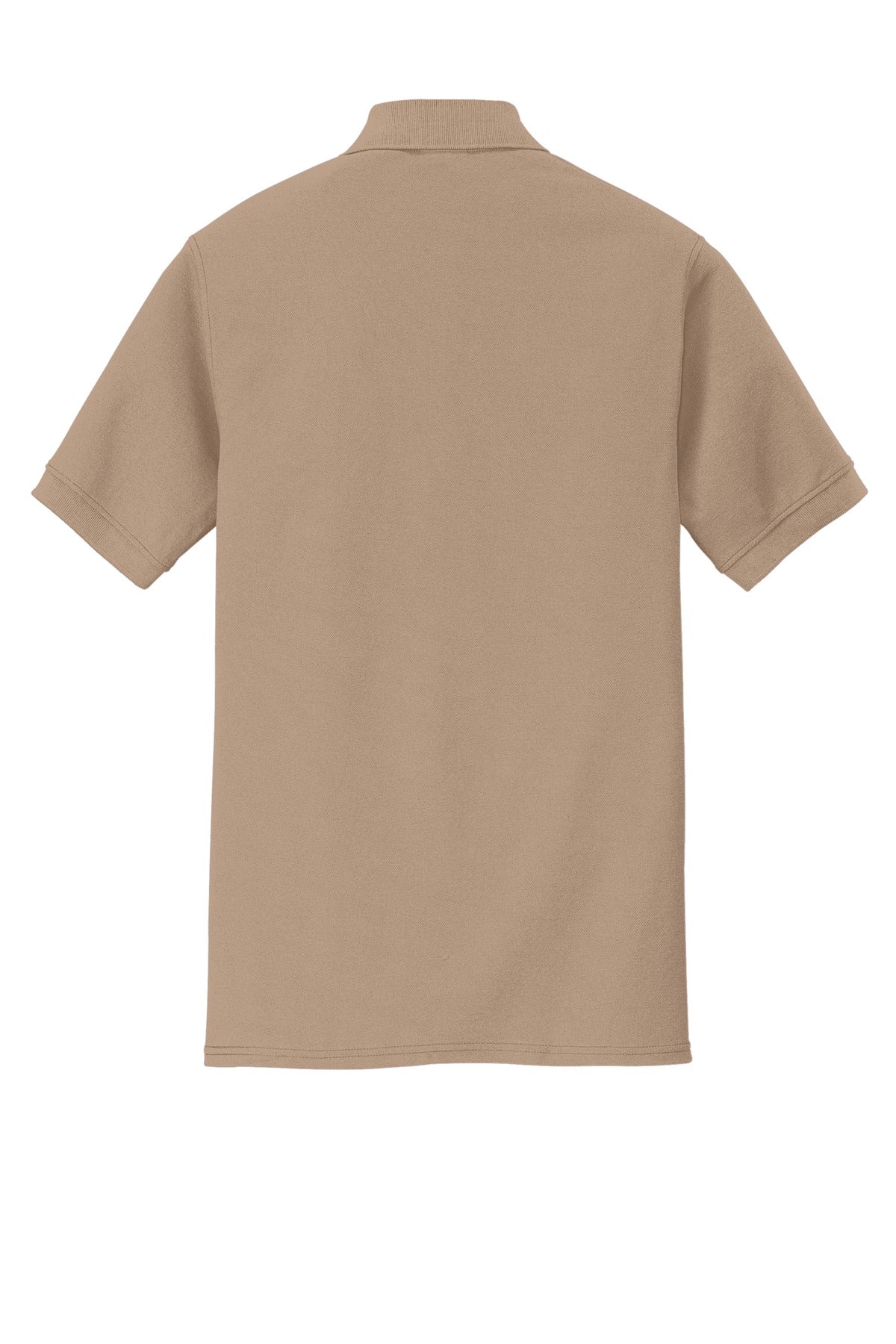 Rear View of Sand Port & Co Core Blend Pique Polo. KP155