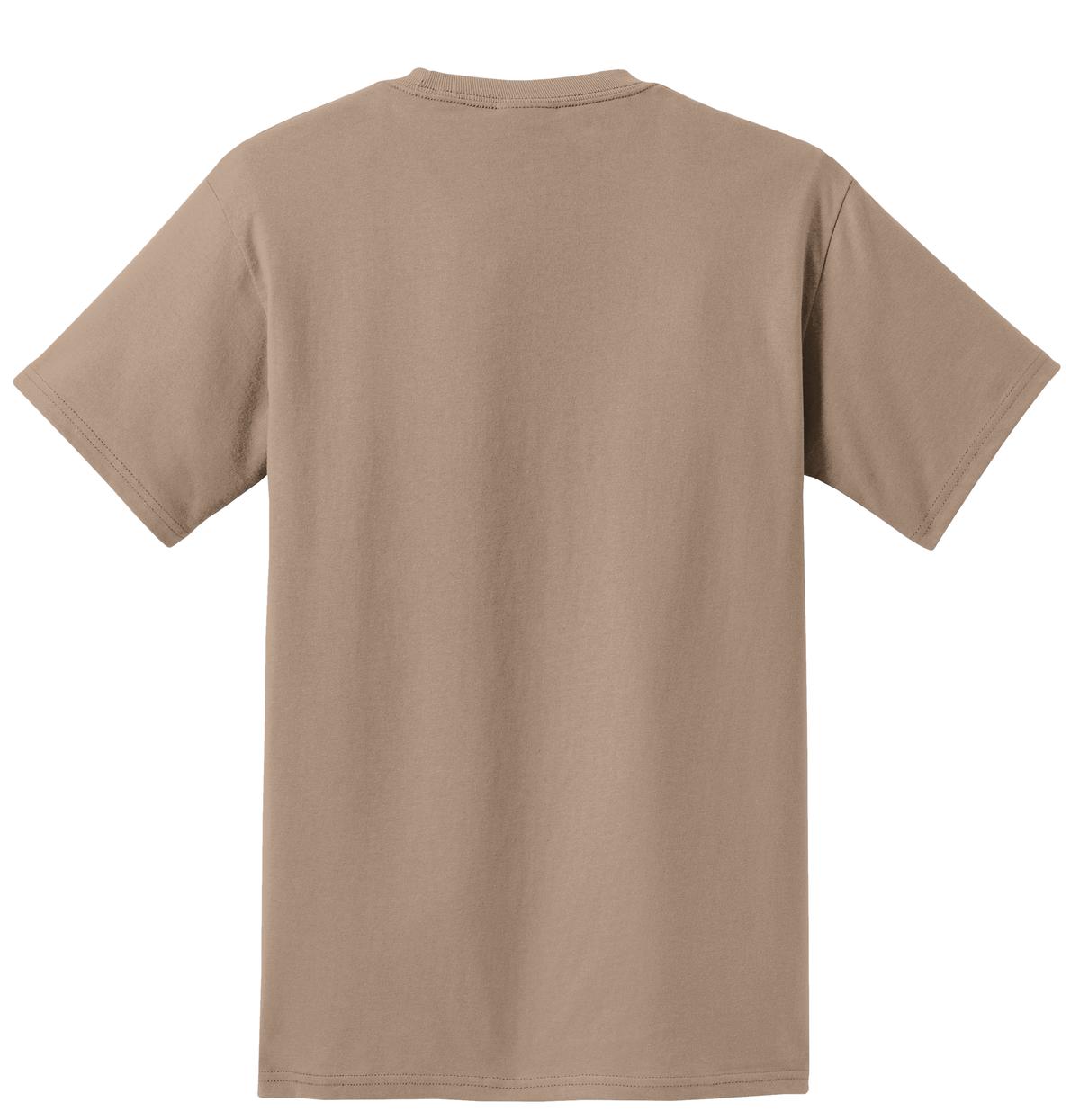 Rear View of Sand Port & Co Essential Pocket Tee. PC61P