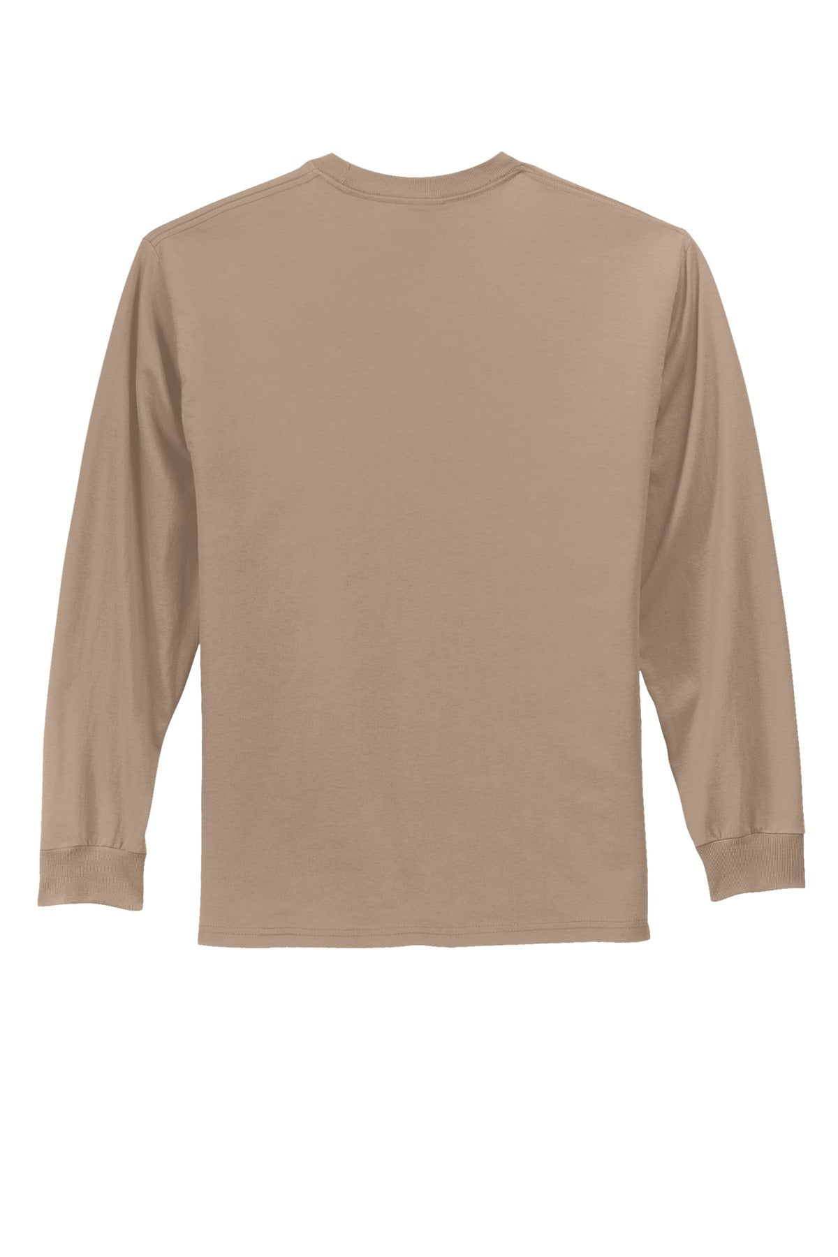 Rear View of Sand Port & Co Long Sleeve Essential Tee. PC61LS