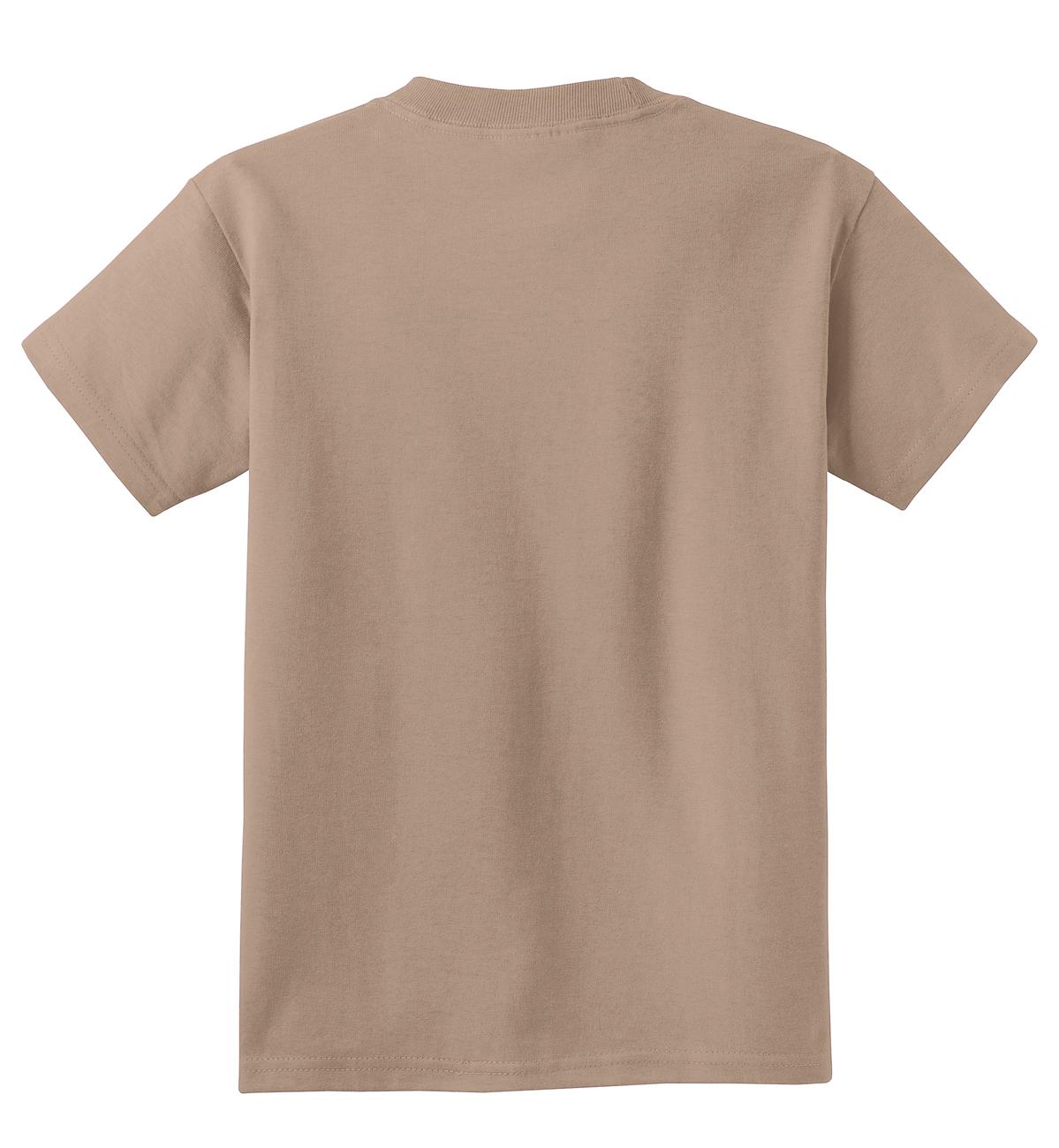 Rear View of Sand Port & Co Youth Core Cotton Tee. PC54Y