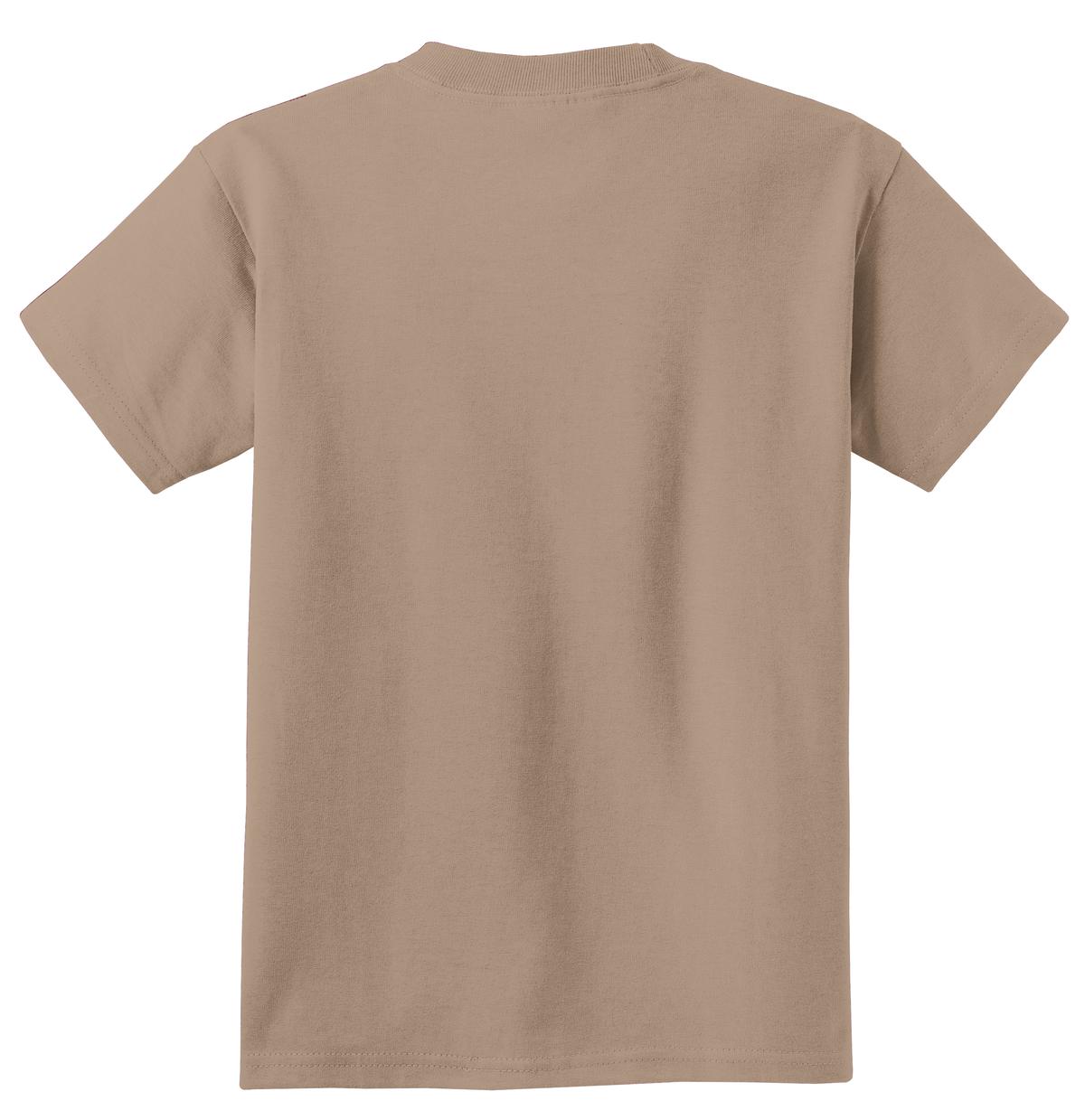 Rear View of Sand Port & Co Youth Essential Tee. PC61Y