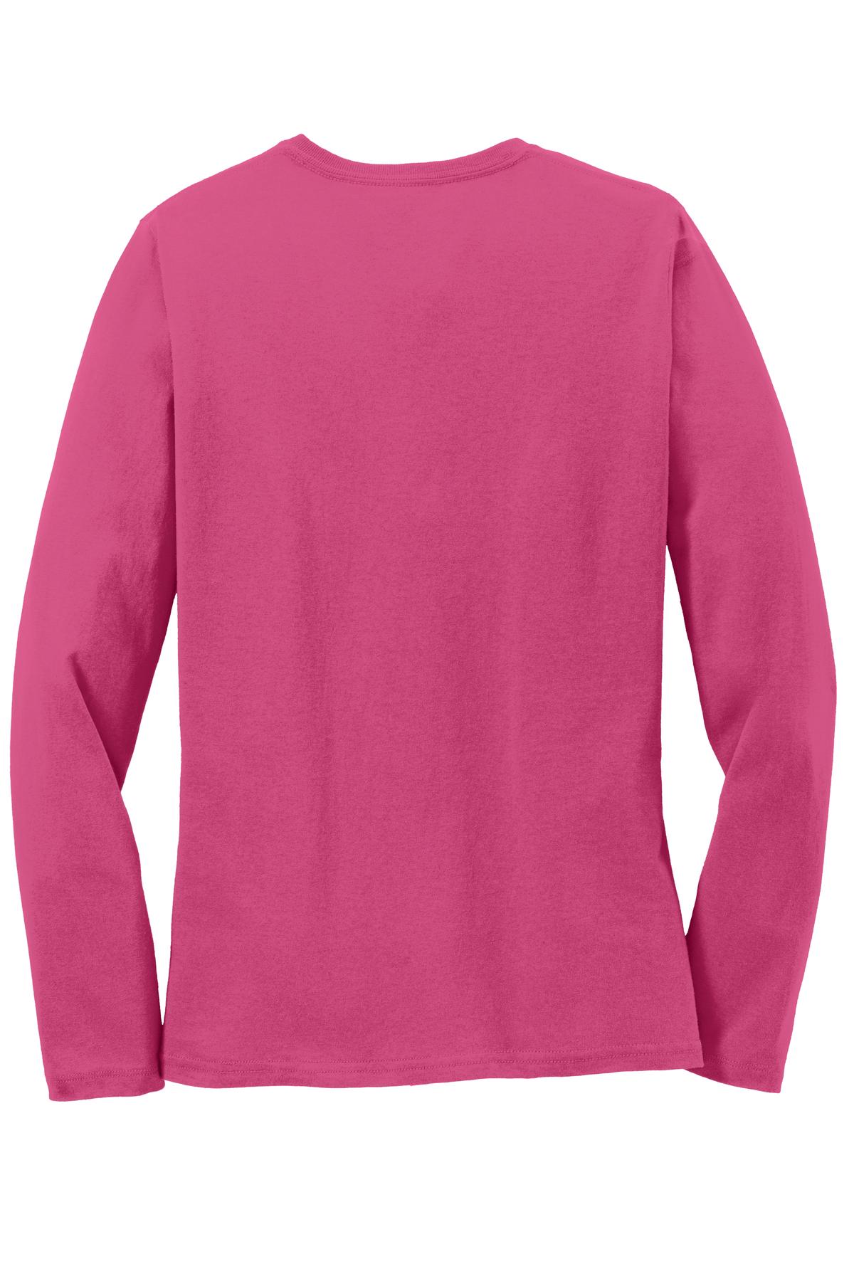 Rear View of Sangria Port & Co Women's Long Sleeve Core Cotton Tee. LPC54LS