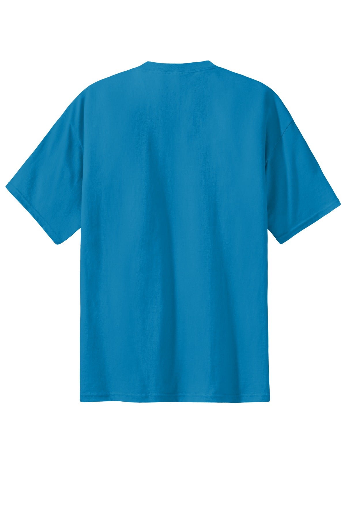 Rear View of Sapphire Port & Co Essential Tee. PC61