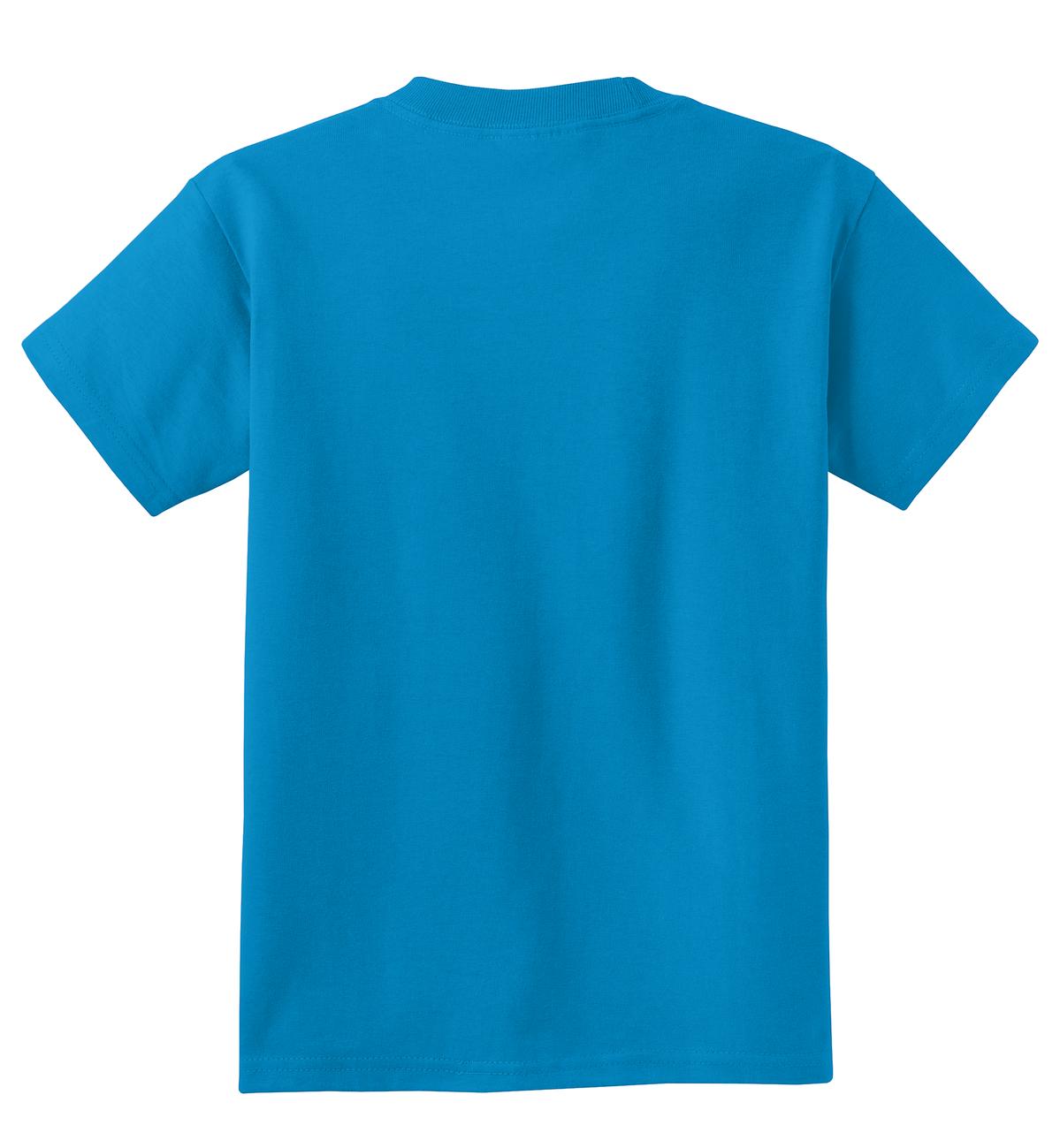 Rear View of Sapphire Port & Co Youth Core Cotton Tee. PC54Y