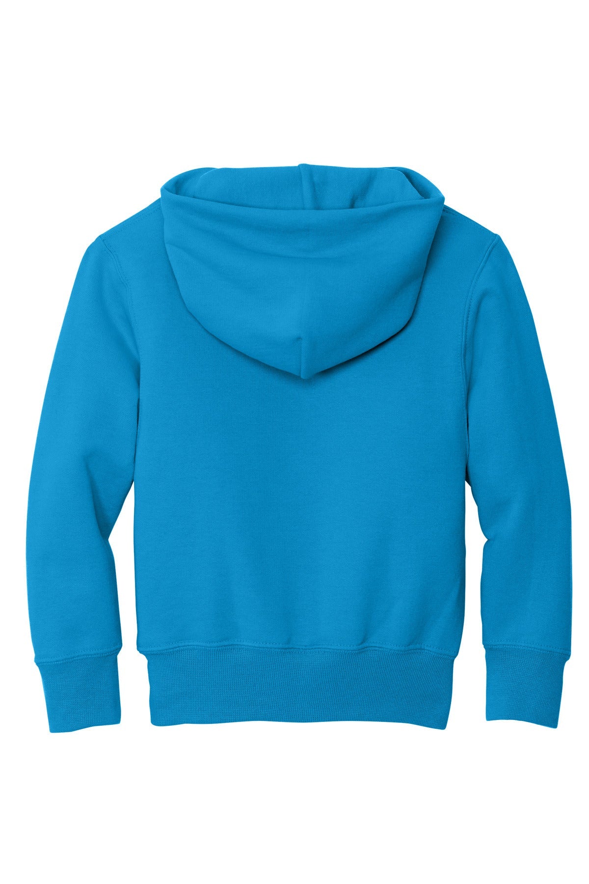 Rear View of Sapphire Port & Co Youth Core Fleece Pullover Hooded Sweatshirt. PC90YH