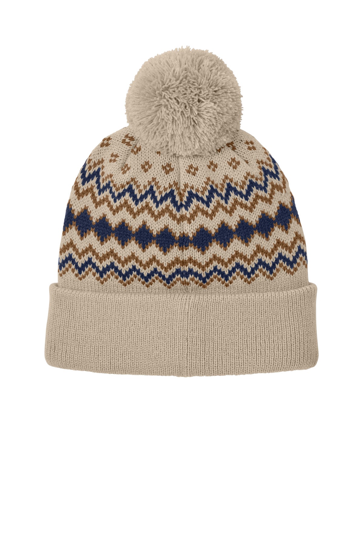 Rear View of Sa/TN/DcBr Port Authority Alpine Pom Beanie C991