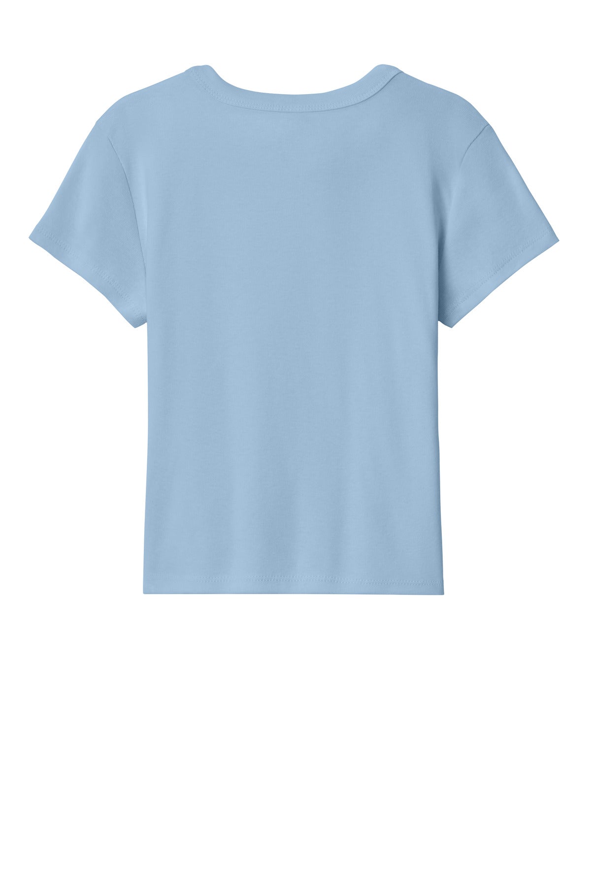 Rear View of SBbyBBlend BELLA+CANVAS Women's Micro Rib Baby Tee BC1010