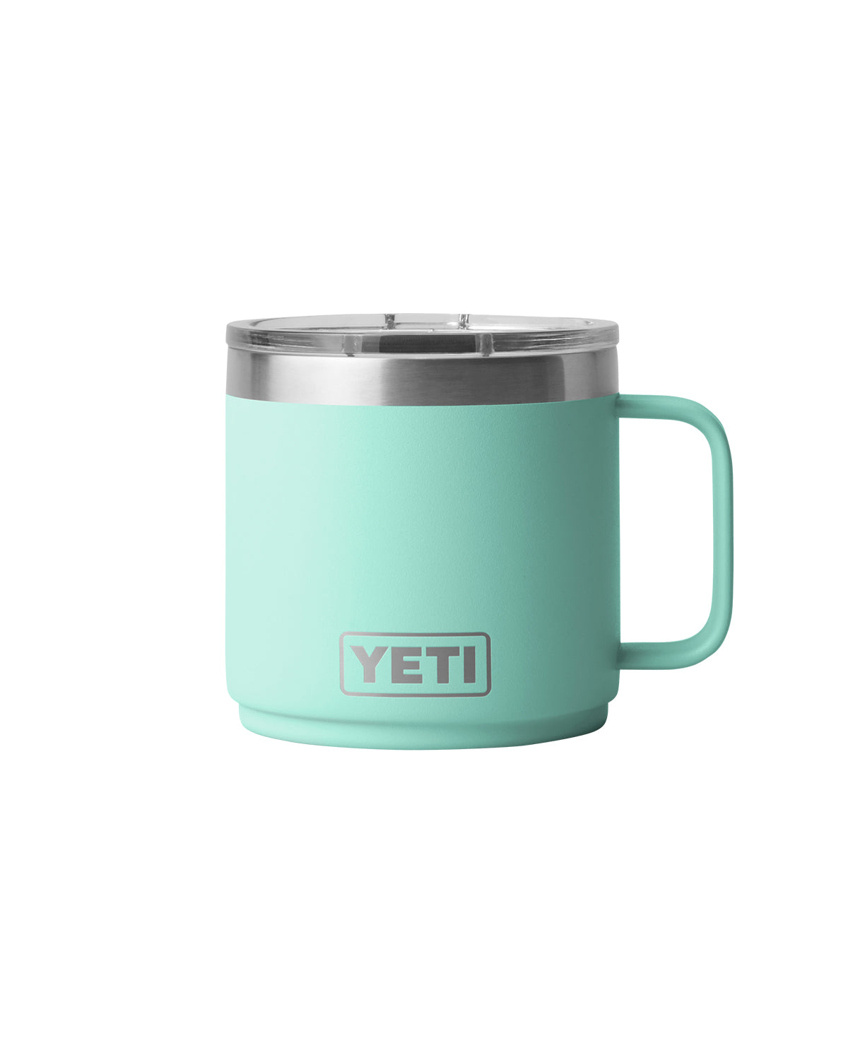 Rear View of SEAFOAM Rambler® 14 oz Stackable Mug with DuraSip™ Ceramic Lining plain