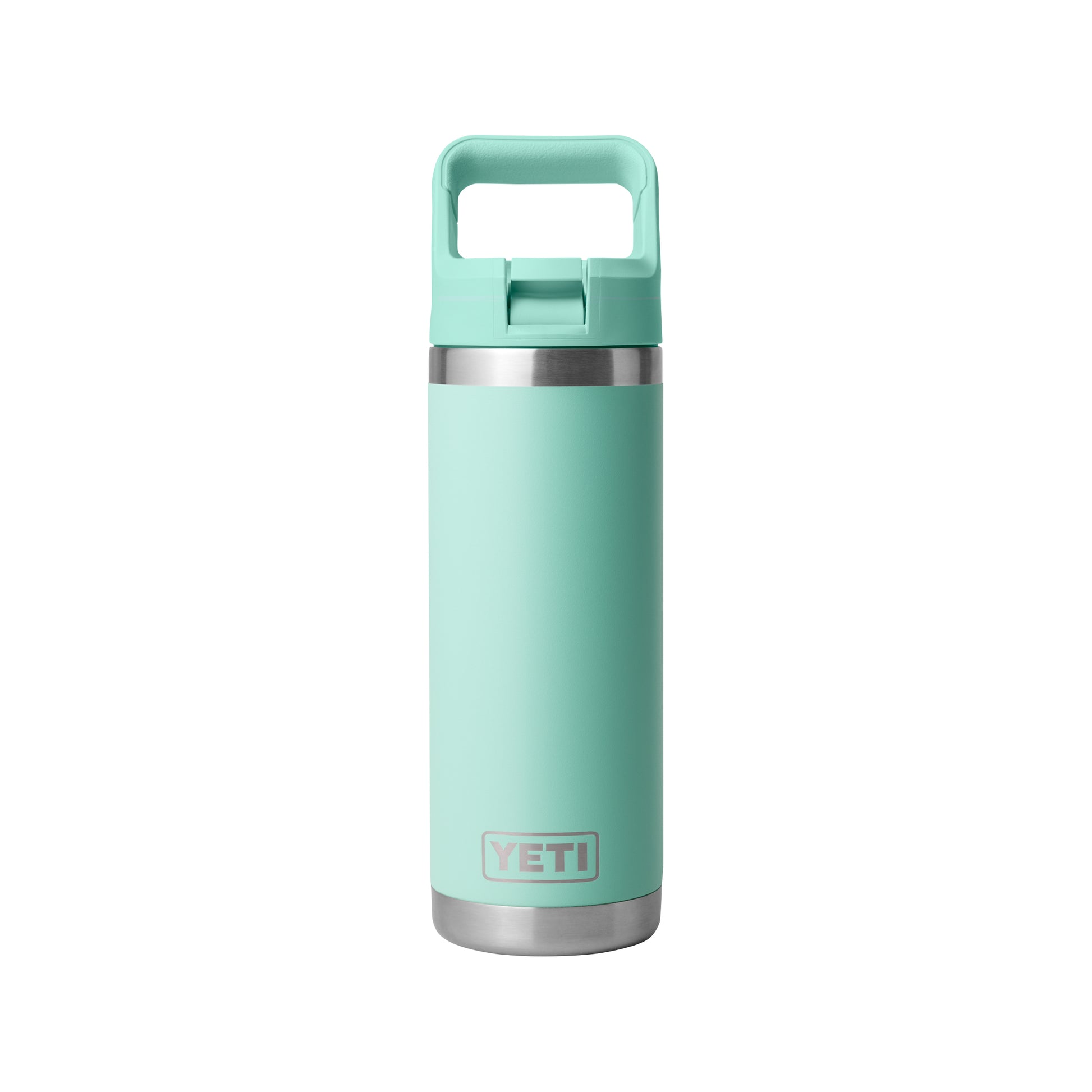 Rear View of SEAFOAM Rambler® 18 oz Water Bottle with Color-Matched Straw Cap plain
