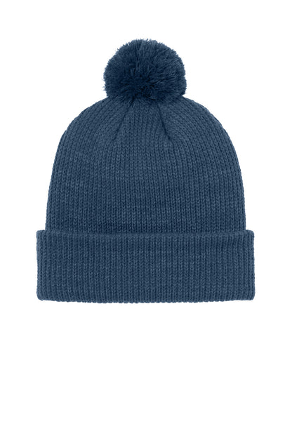 Rear View of ShadyBlue The North Face Pom Beanie NF0A7RGI