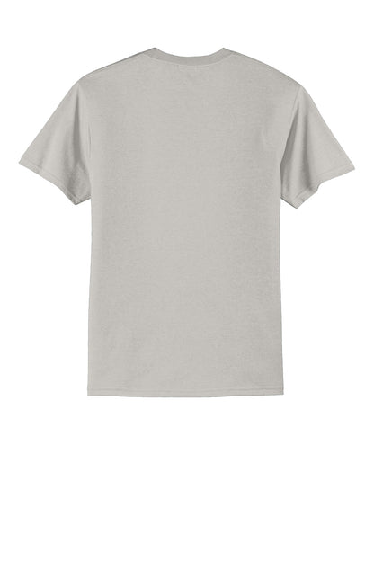 Rear View of Silver Port & Co Core Blend Tee. PC55