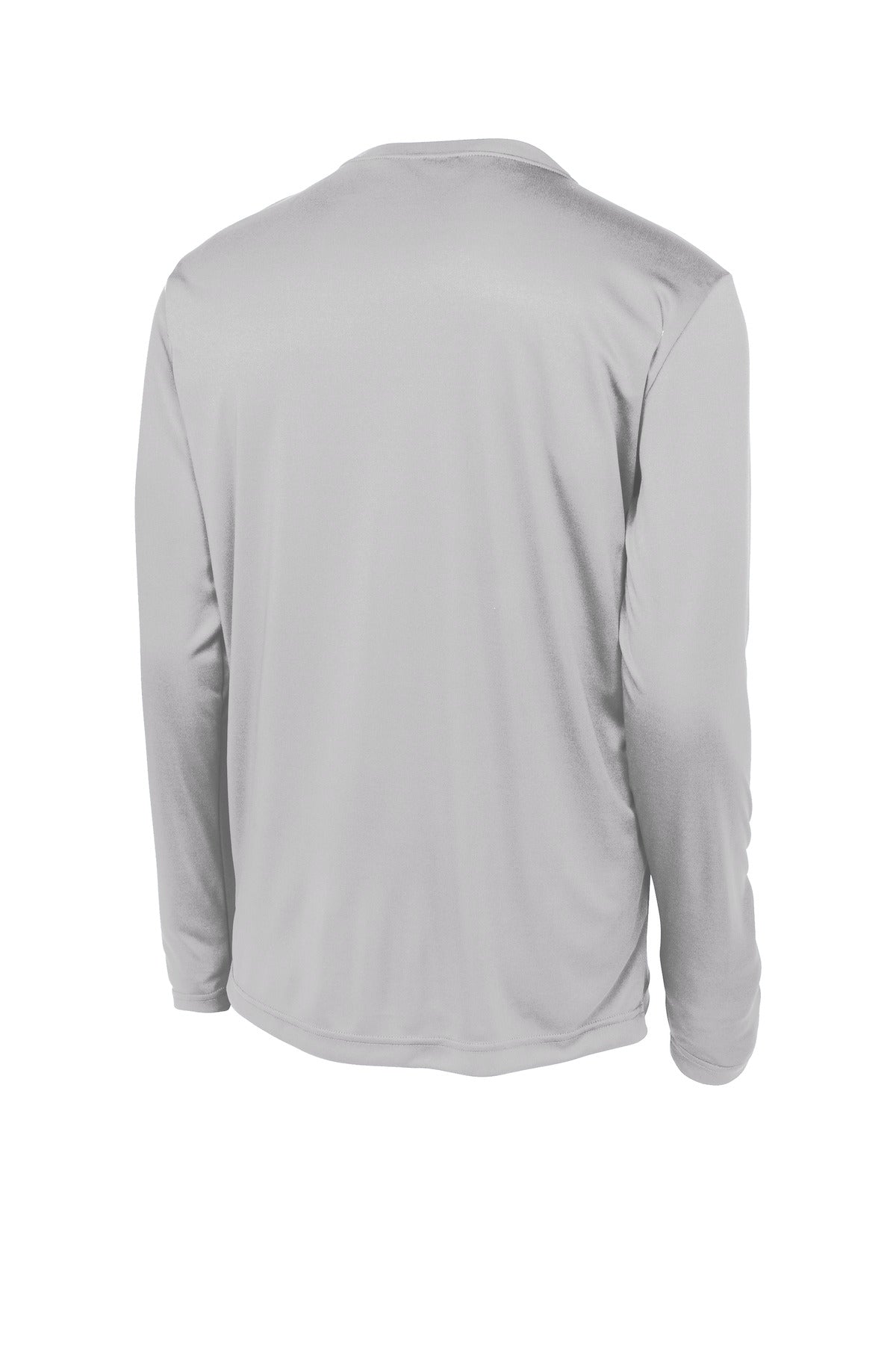 Rear View of Silver Sport-Tek Long Sleeve PosiCharge Competitor Tee. ST350LS