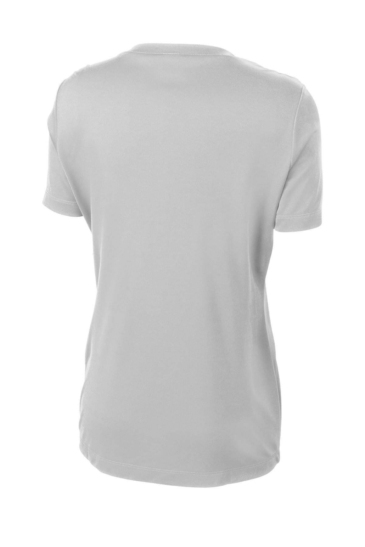 Rear View of Silver Sport-Tek Women's PosiCharge Competitor V-Neck Tee. LST353