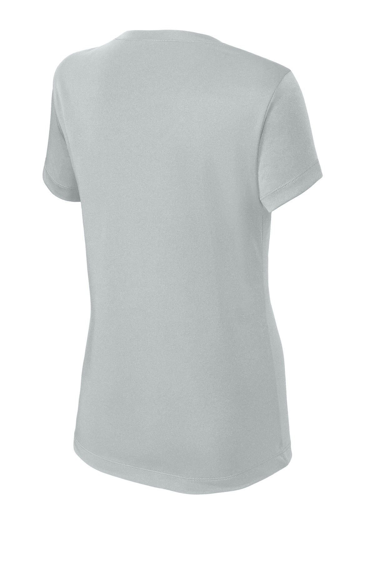 Rear View of Silver Sport-Tek Women's PosiCharge Competitor V-Neck Tee. LST353