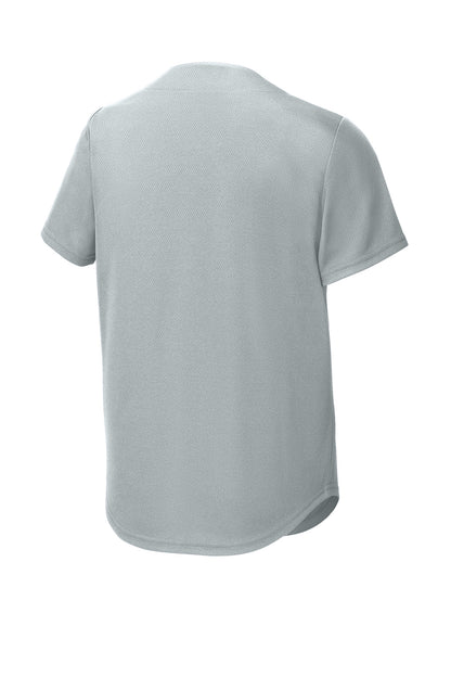 Rear View of Silver Sport-Tek Youth PosiCharge Tough Mesh Full-Button Jersey YST220