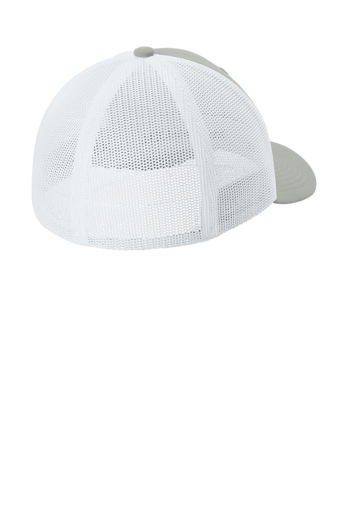 Rear View of Silver/Wht Sport-Tek Stretch-Tek Mesh Back Cap STC60