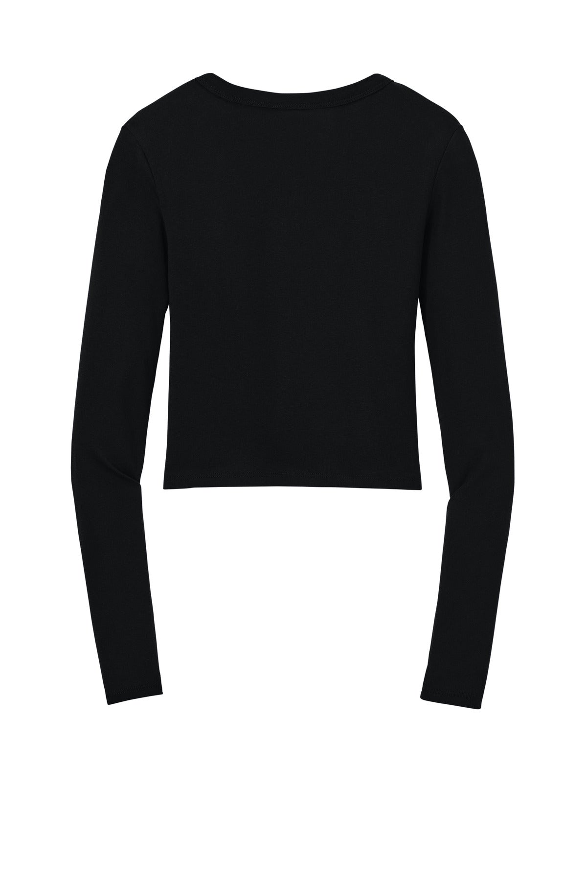 Rear View of SldBkBlend BELLA+CANVAS Women's Micro Rib Long Sleeve Baby Tee BC1501