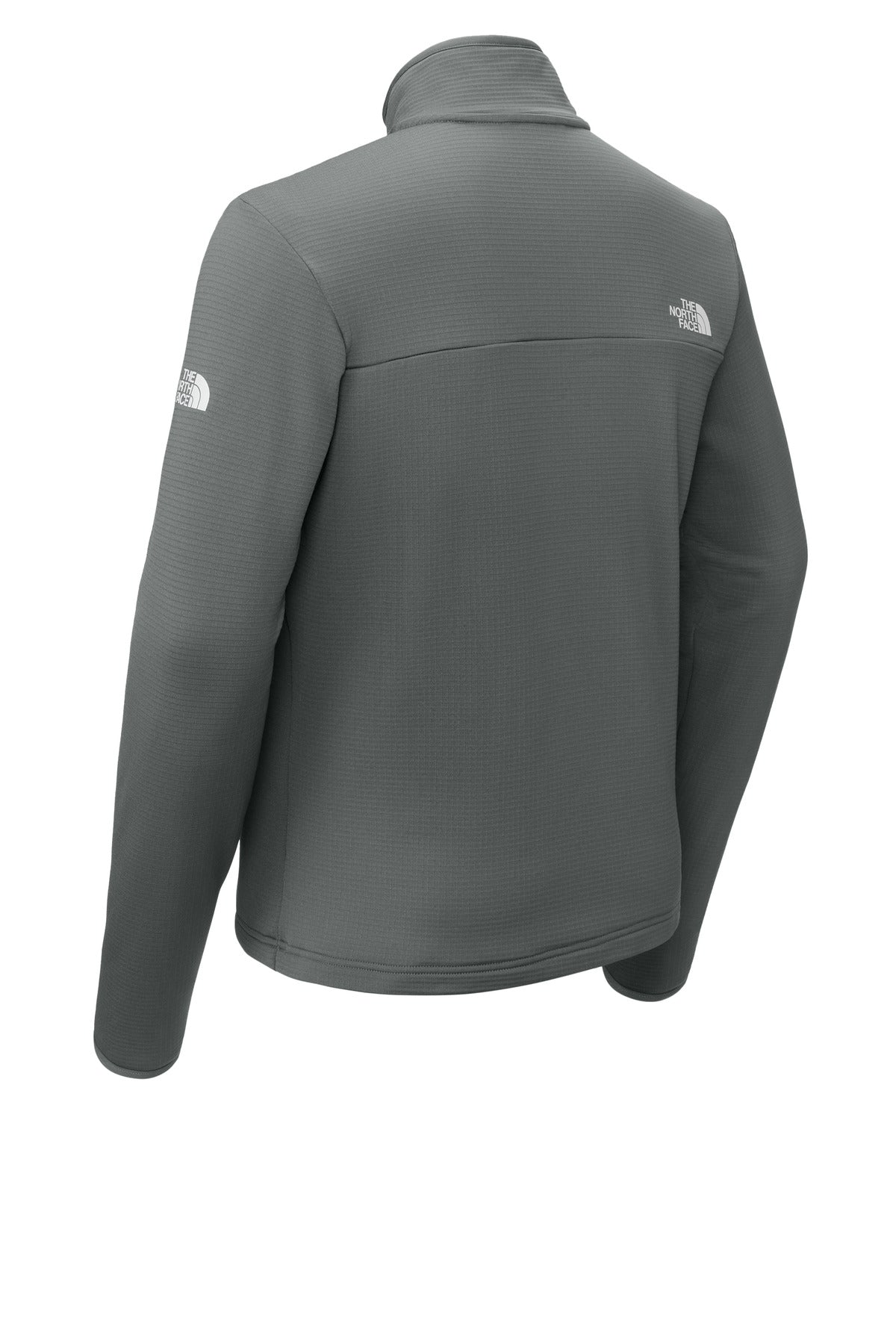 Rear View of SmokedPrGy The North Face Aim Full-Zip Fleece Jacket NF0A8ENK