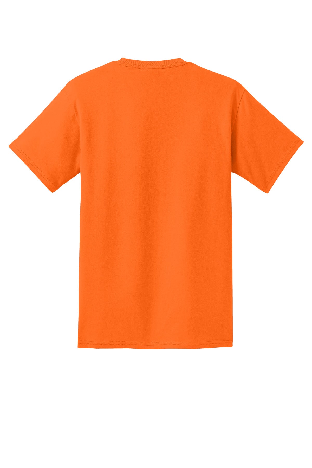 Rear View of SOrange Port & Co Essential Pocket Tee. PC61P