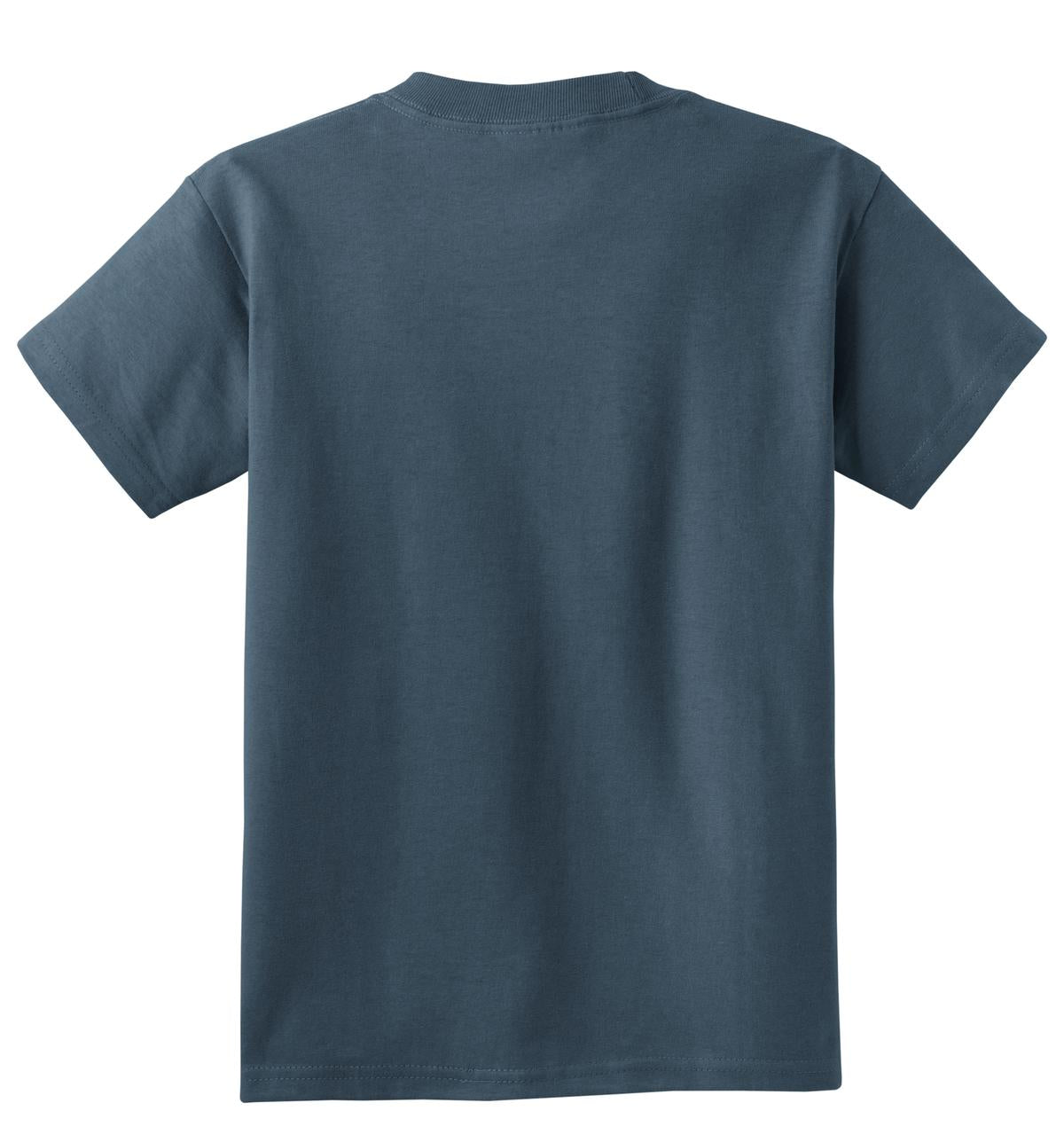 Rear View of Steel Blue Port & Co Youth Core Cotton Tee. PC54Y