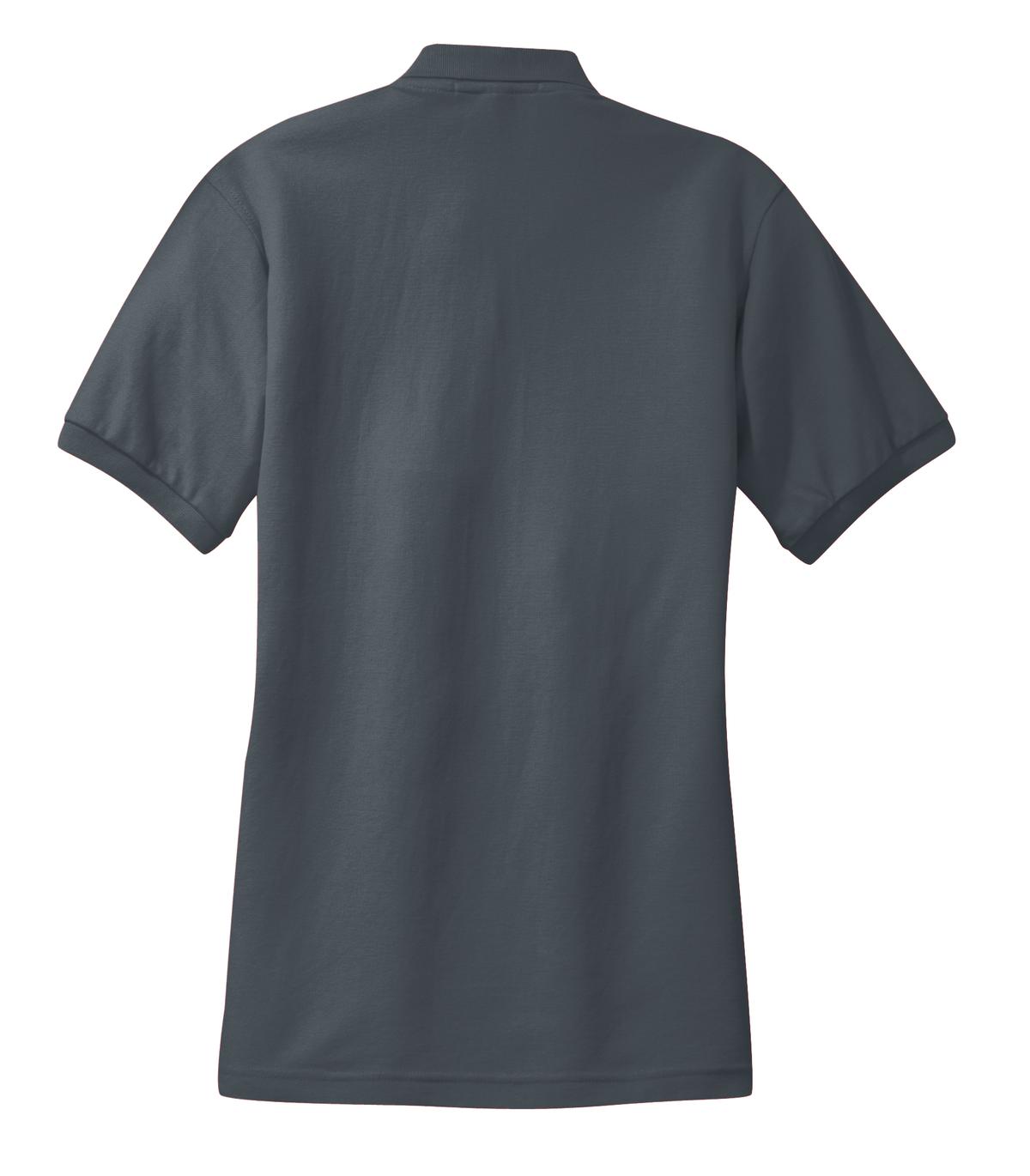 Rear View of Steel Grey Port Authority Women's Silk Touch Polo. L500