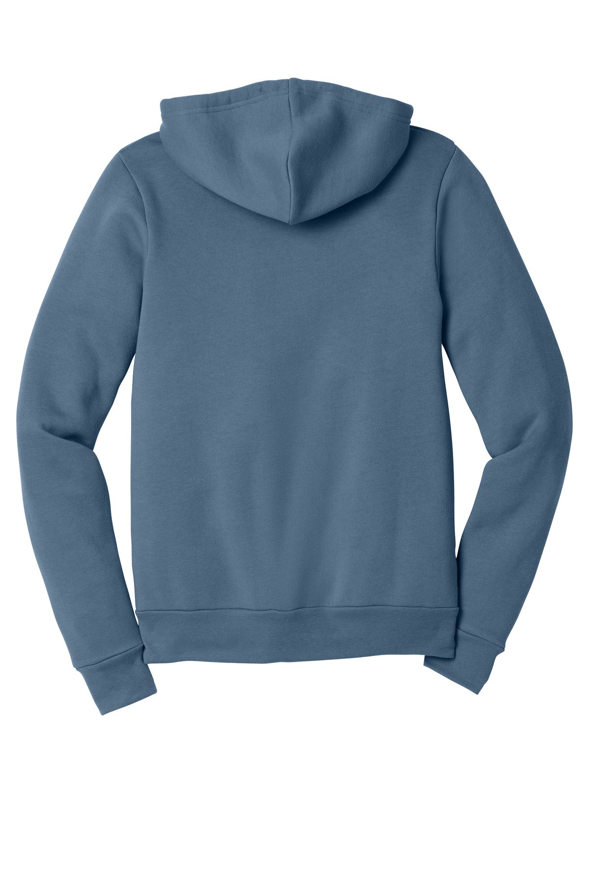 Rear View of SteelBlue BELLA+CANVAS Unisex Sponge Fleece Full-Zip Hoodie. BC3739