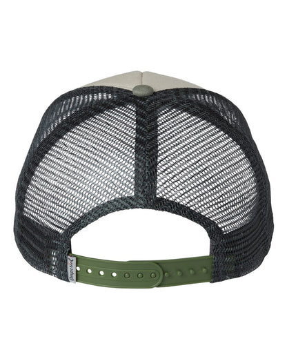 Rear View of Stone/ Moss/ Charcoal North Country Trucker Cap - 1287