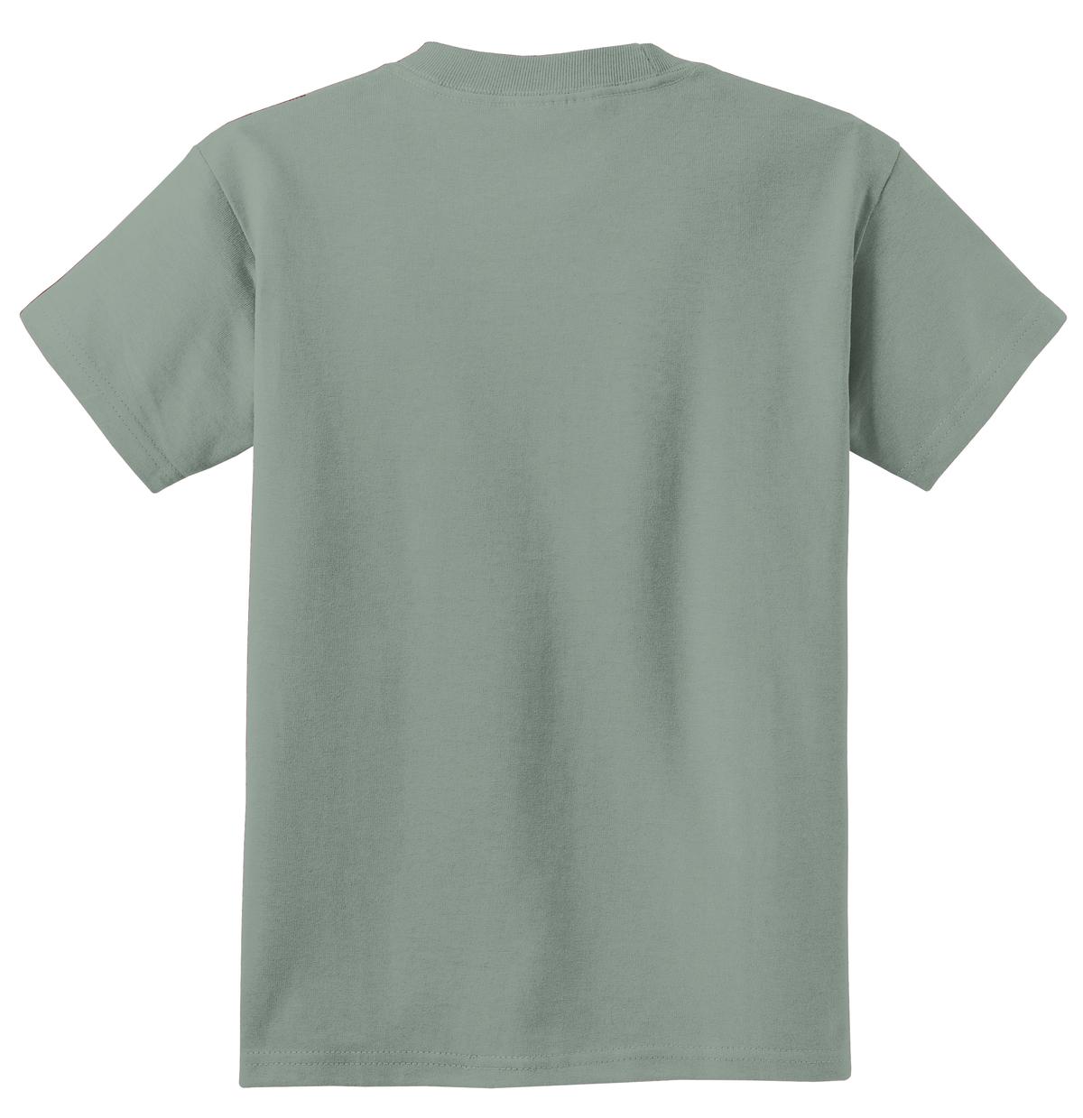 Rear View of Stonewshd Grn Port & Co Youth Essential Tee. PC61Y