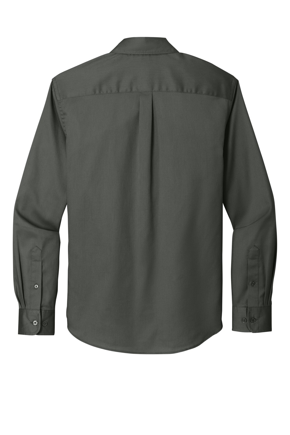 Rear View of StormGrey Port Authority Long Sleeve SuperPro React Twill Shirt. W808