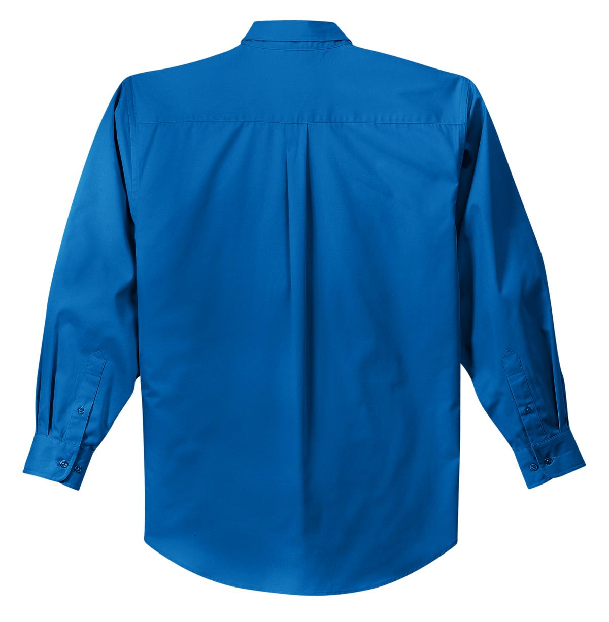 Rear View of Strong Blue Port Authority Long Sleeve Easy Care Shirt S608
