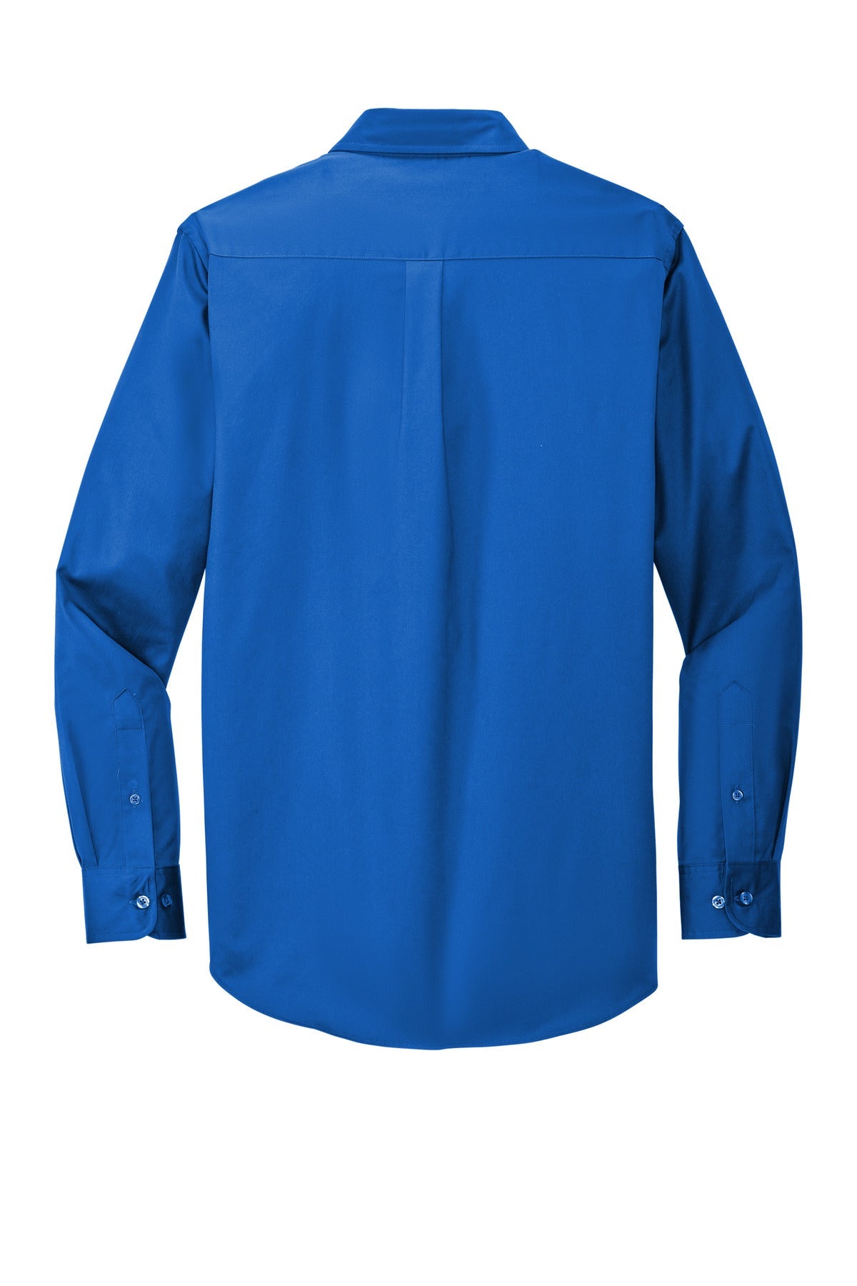 Rear View of Strong Blue Port Authority Long Sleeve Easy Care Shirt S608