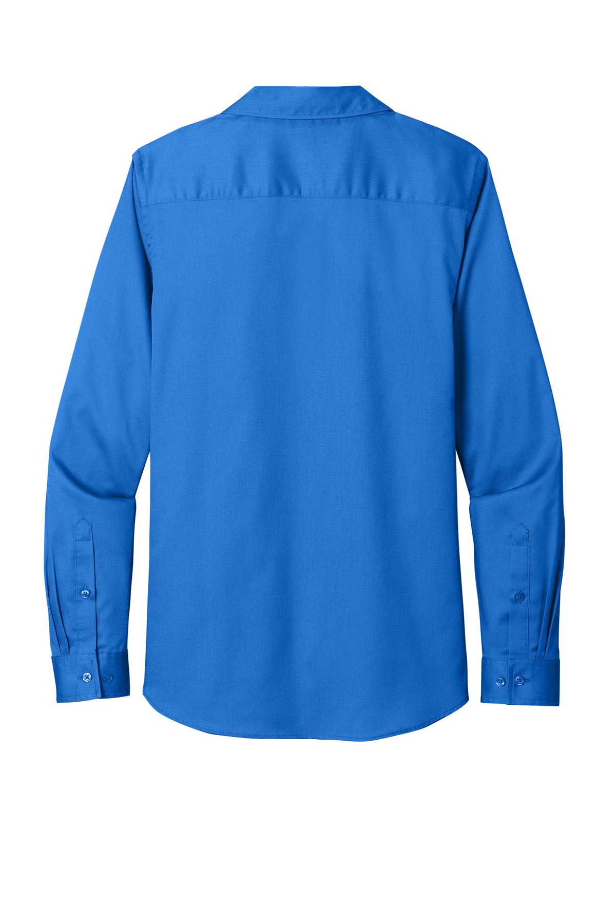 Rear View of StrongBlue Port Authority Women's Long Sleeve SuperPro React Twill Shirt. LW808