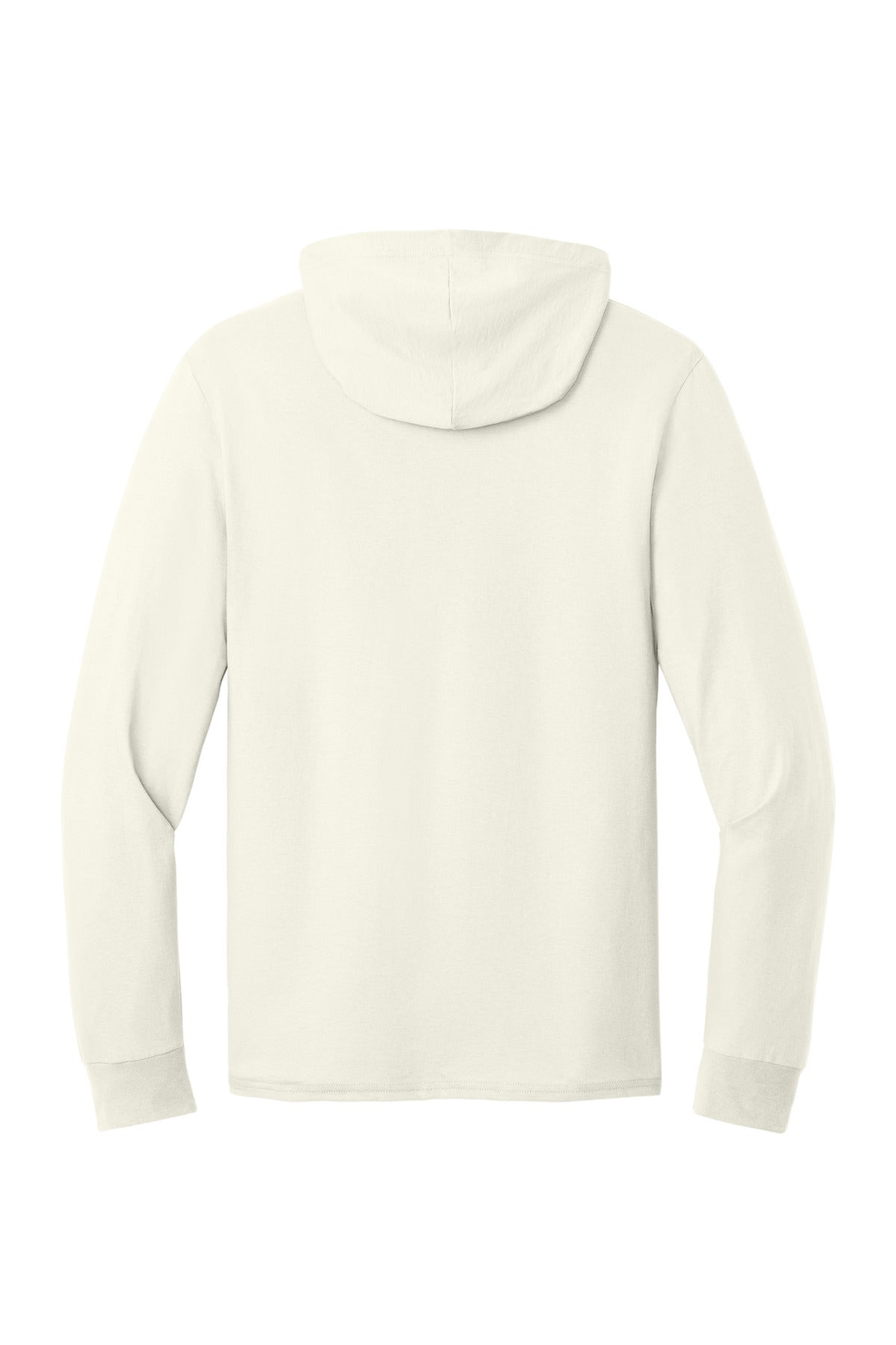Rear View of SwtCrmHthr Jerzees Classics Unisex Cotton Long Sleeve Hooded T-Shirt 363LH