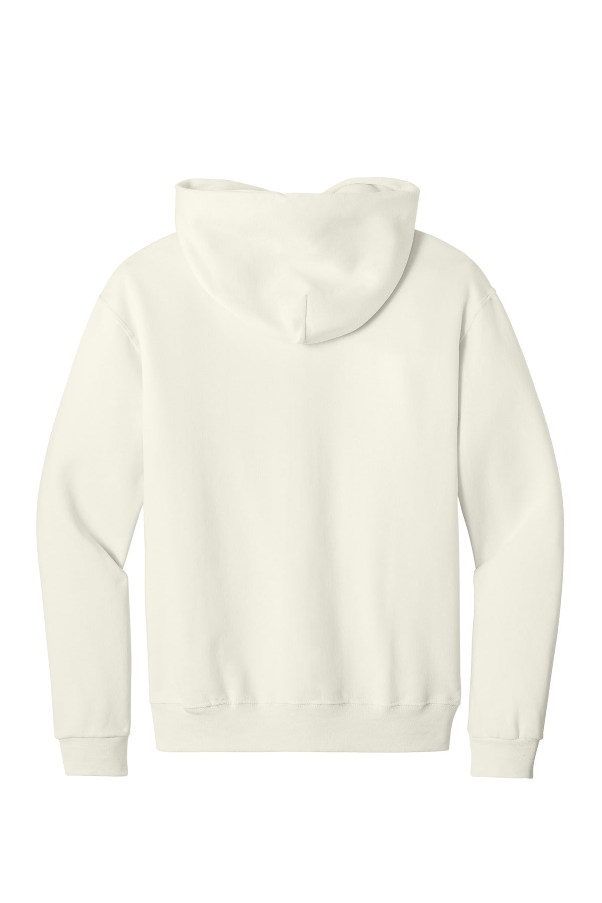 Rear View of SwtCrmHthr Jerzees NuBlend Pullover Hooded Sweatshirt. 996M