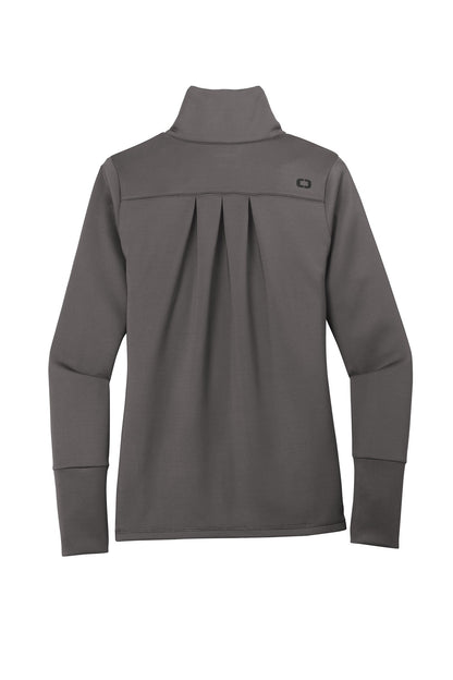 Rear View of Tarmac Grey OGIO Women's Modern Performance Full-Zip. LOE703