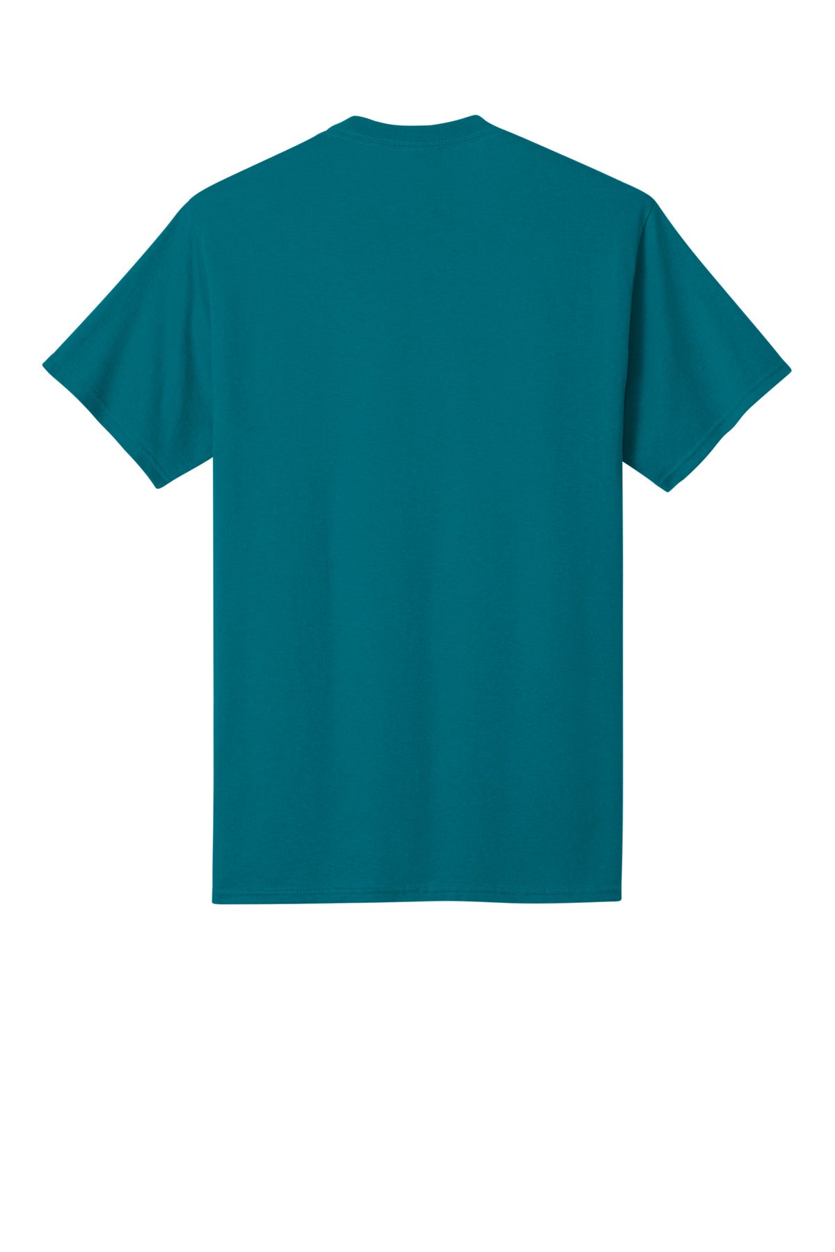 Rear View of Teal Port & Co Core Cotton Tee. PC54