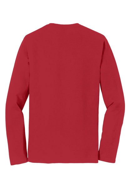 Rear View of Team Cardinal Port & Co Long Sleeve Fan Favorite Tee. PC450LS