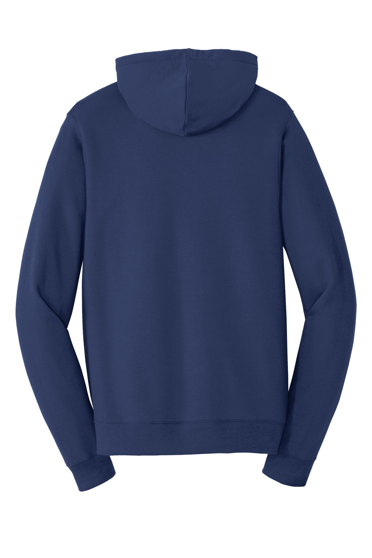 Rear View of Team Navy Port & Co Fan Favorite Fleece Pullover Hooded Sweatshirt. PC850H