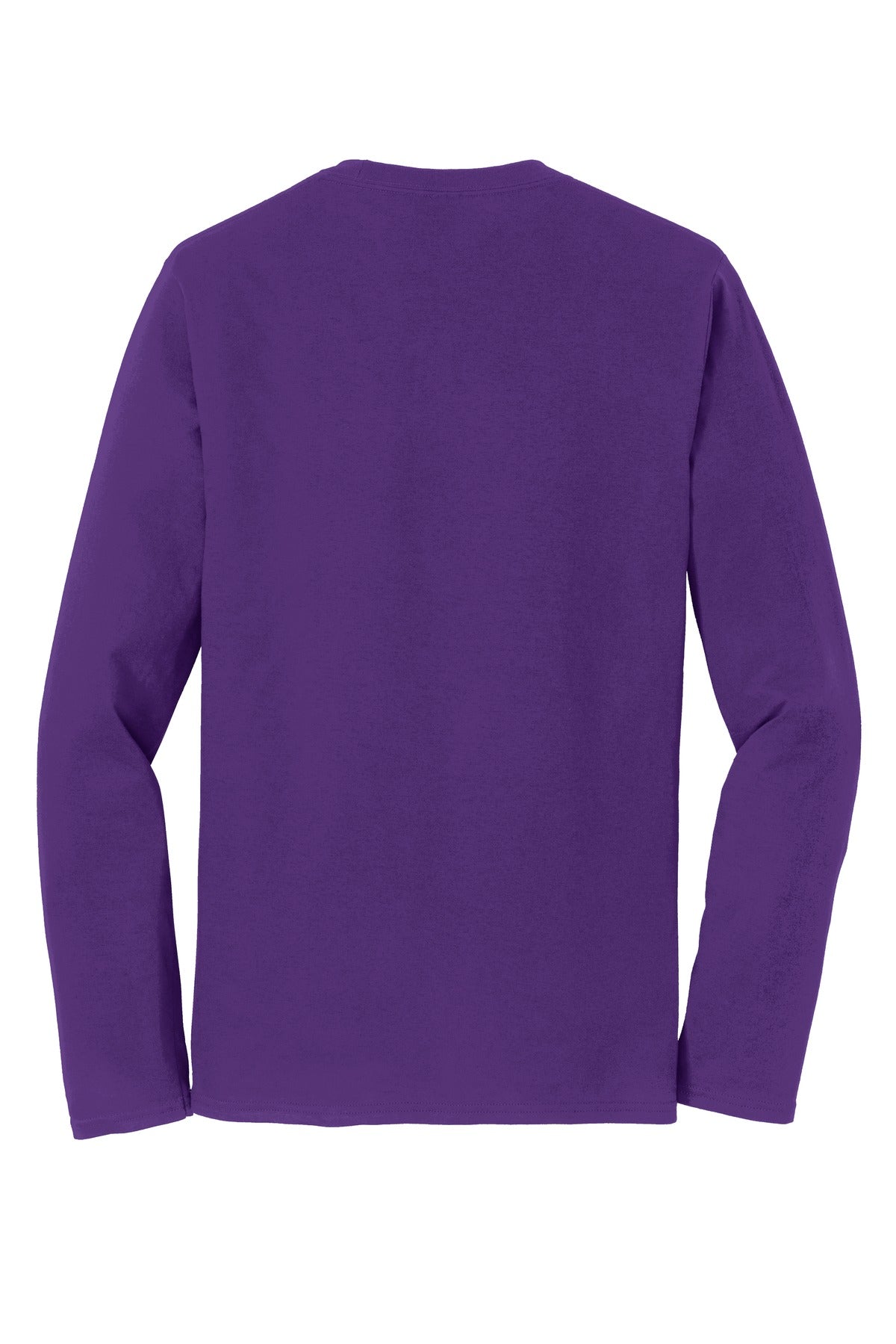 Rear View of Team Purple Port & Co Long Sleeve Fan Favorite Tee. PC450LS