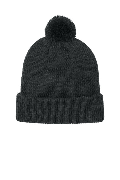 Rear View of TNFBlkHthr The North Face Pom Beanie NF0A7RGI