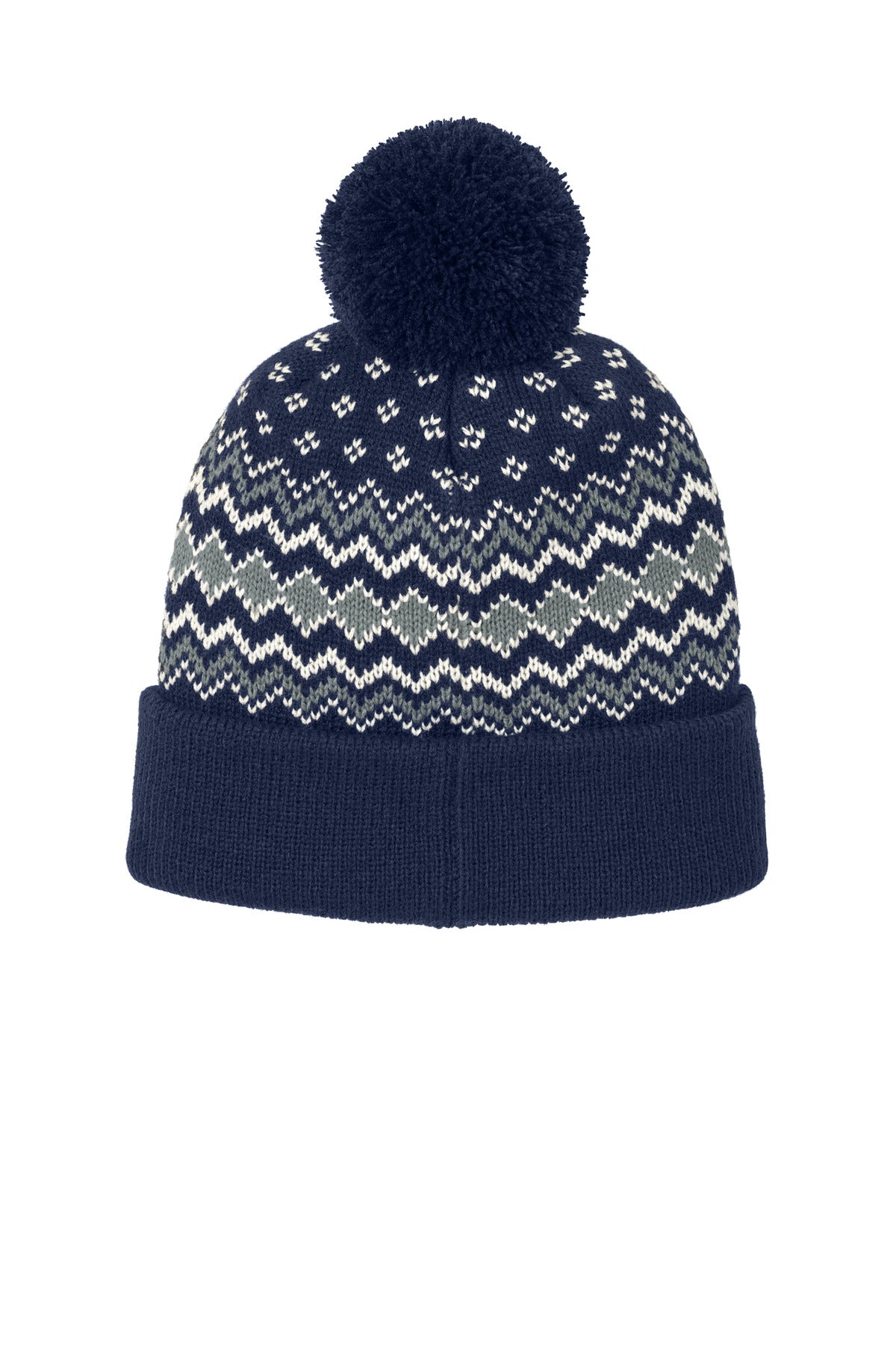 Rear View of TNv/GsG/Mh Port Authority Alpine Pom Beanie C991