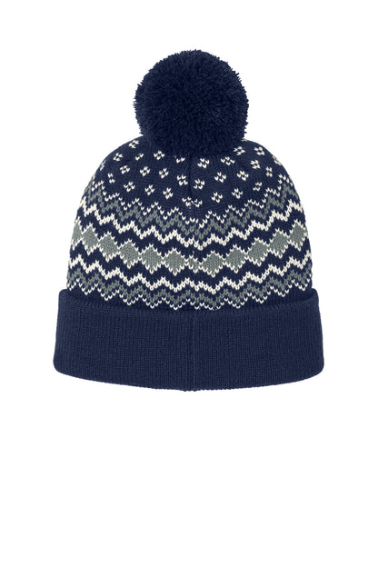 Rear View of TNv/GsG/Mh Port Authority Alpine Pom Beanie C991