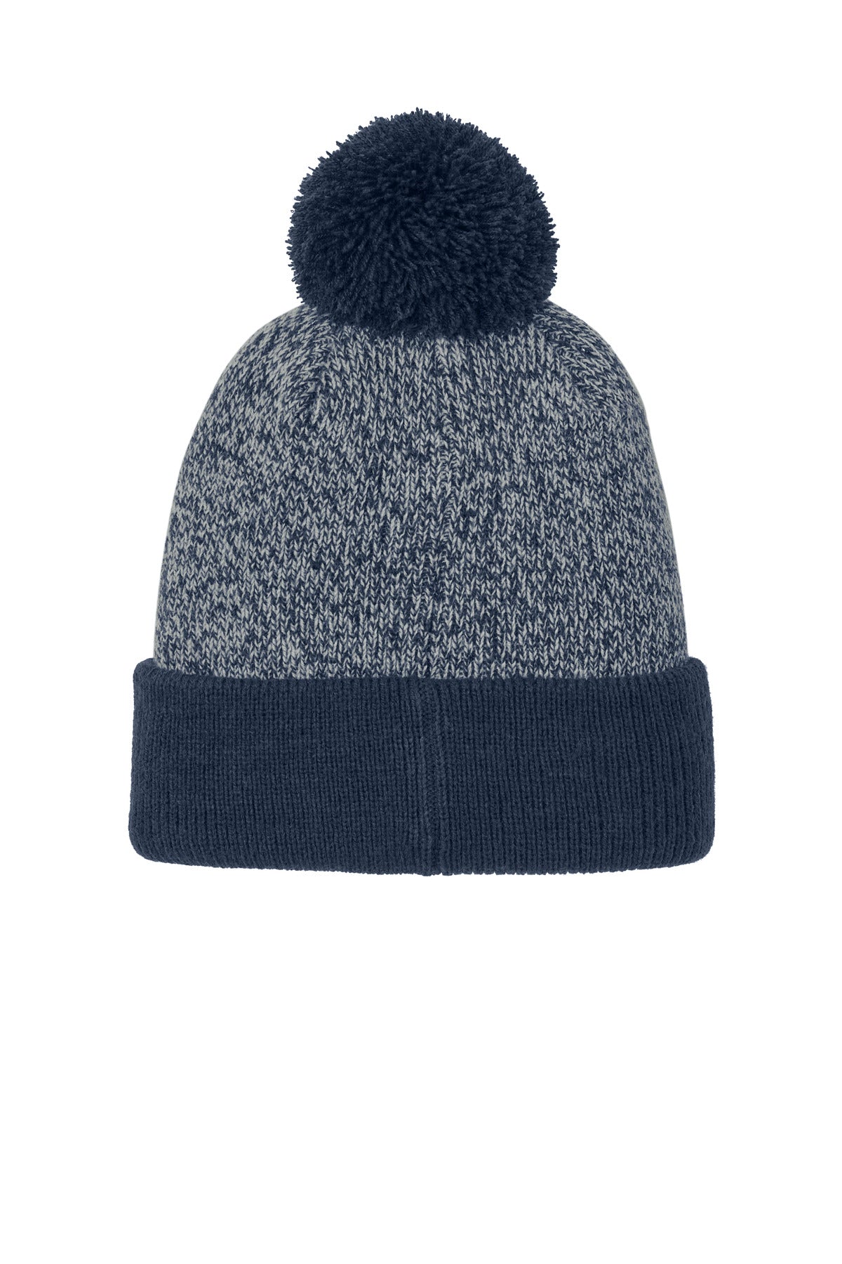 Rear View of TNv/Silver Sport-Tek Halftime Heather Pom Beanie STC68