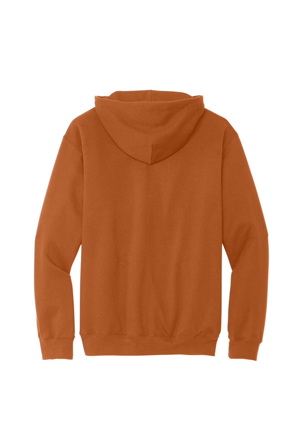 Rear View of TOrange Gildan Softstyle Midweight Pullover Hooded Sweatshirt SF500