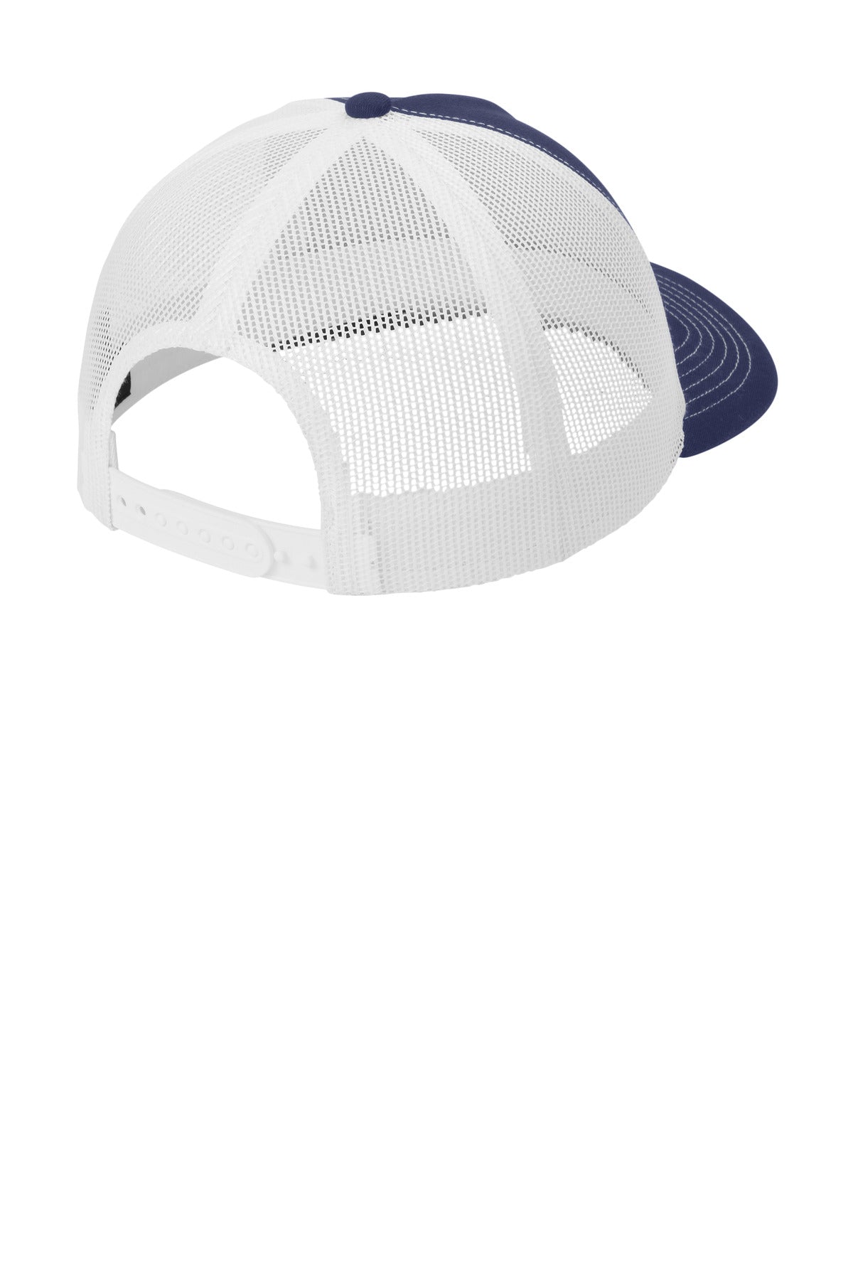 Rear View of TrNv/White Port Authority Low-Profile Snapback 5-Panel Trucker Cap C405LP