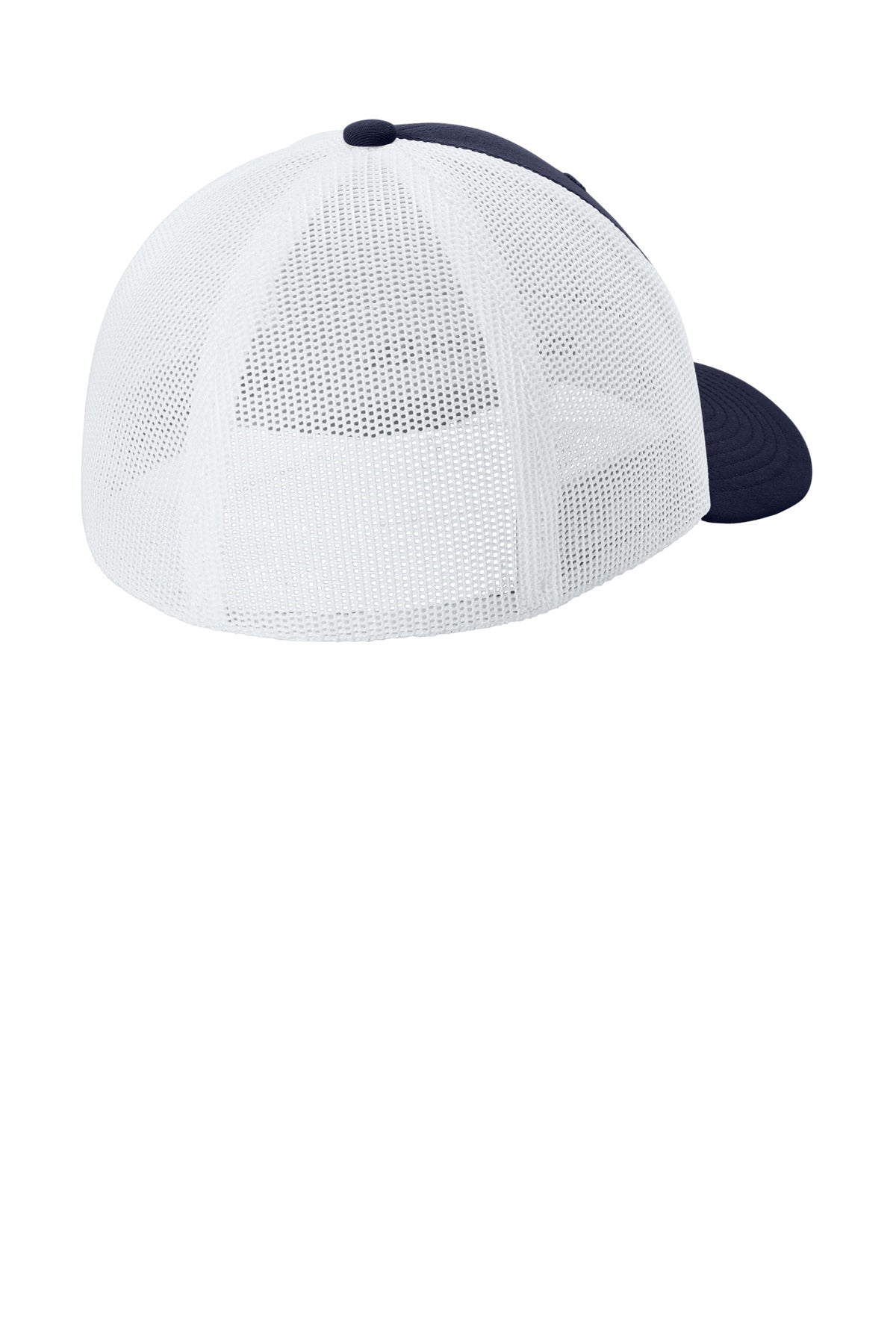 Rear View of TrNv/White Sport-Tek Stretch-Tek Mesh Back Cap STC60