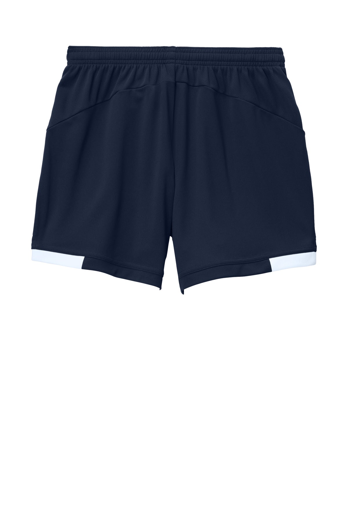 Rear View of TrNv/White Sport-Tek Women's Club 5" Short LST442