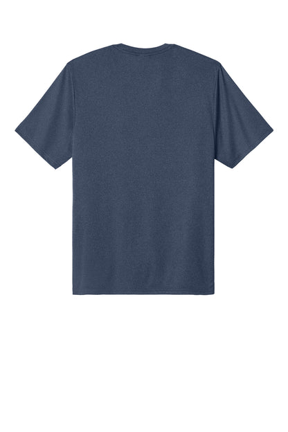 Rear View of TrNvyHthr Port & Co Heather Performance Tee PC390