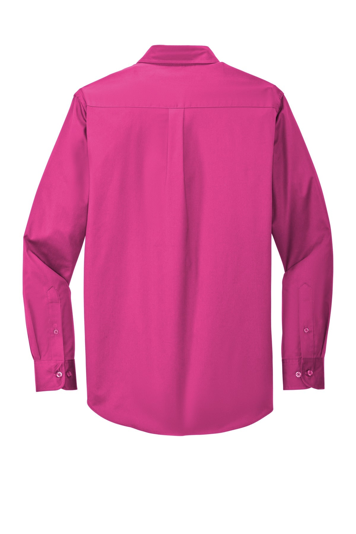 Rear View of Tropical Pink Port Authority Long Sleeve Easy Care Shirt S608
