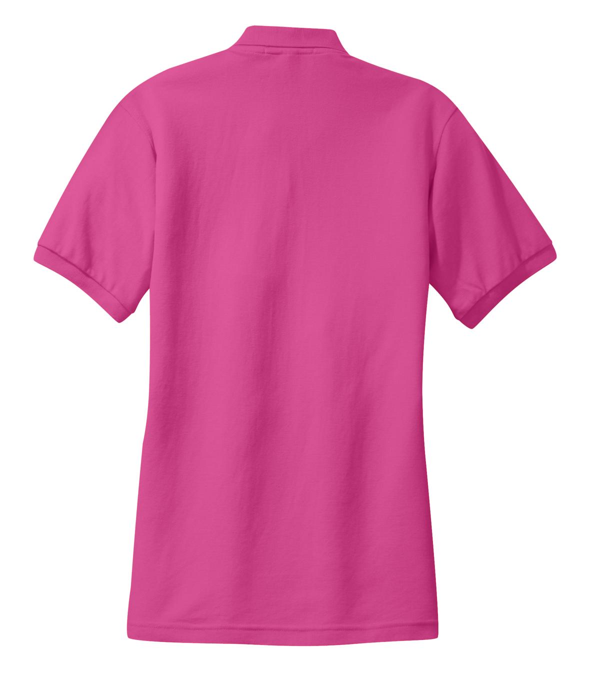 Rear View of Tropical Pink Port Authority Women's Silk Touch Polo. L500